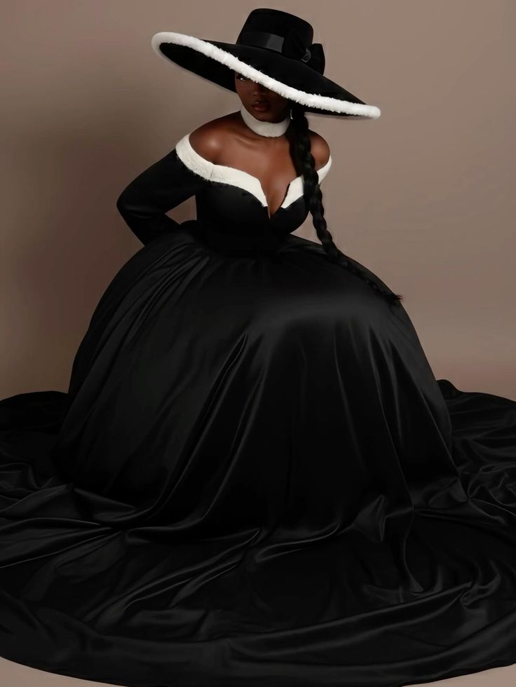 Robe de soirée noire couture à épaules dénudées-Élégance majestueux